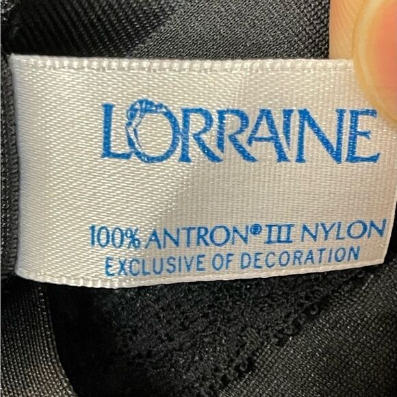 Vintage Lorraine Slip Sz L Black 100% Nylon Full Slip Dress Adjustable Strap USA - Picture 7 of 9